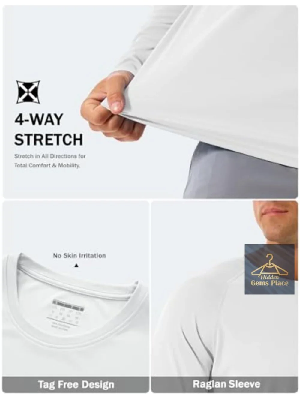 Men's UPF 50+ Long Sleeve Rash Guard Sun Protection Swim Shirt
